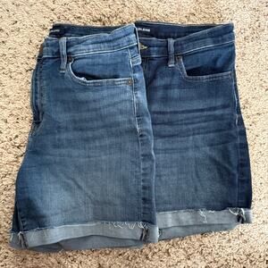 Lot of 2 Calvin Klein Shorts Women 8 Blue Denim Jeans Jorts Frayed Hem Distress